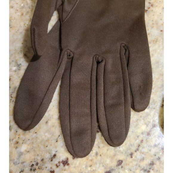 Vintage Womens Size XL XXL Brown Nylon Stretch Formal 16" Long Gloves Stitching - Picture 6 of 16